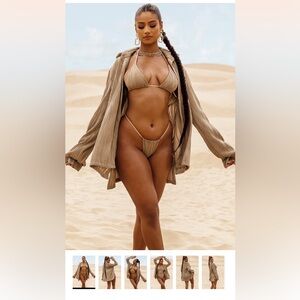 SEXY 3pc bikini set w/matching shirt Black/tan M NEW**